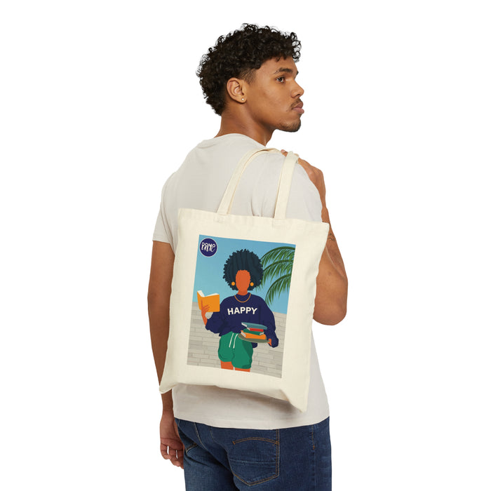 "Happy" Cotton Canvas Tote Bag