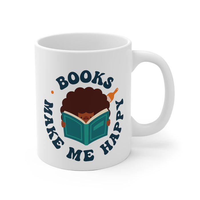 "Books Make Me Happy" Ceramic Mug