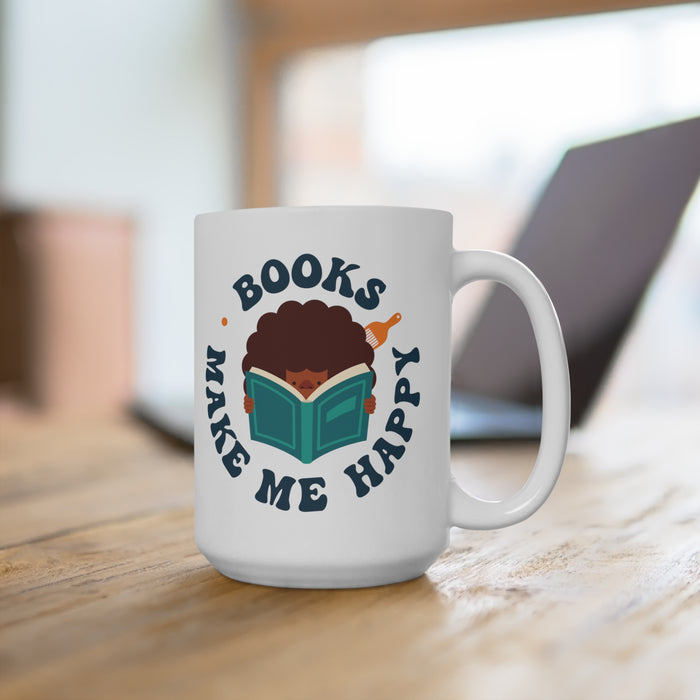 "Books Make Me Happy" Ceramic Mug
