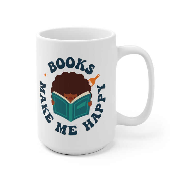 "Books Make Me Happy" Ceramic Mug