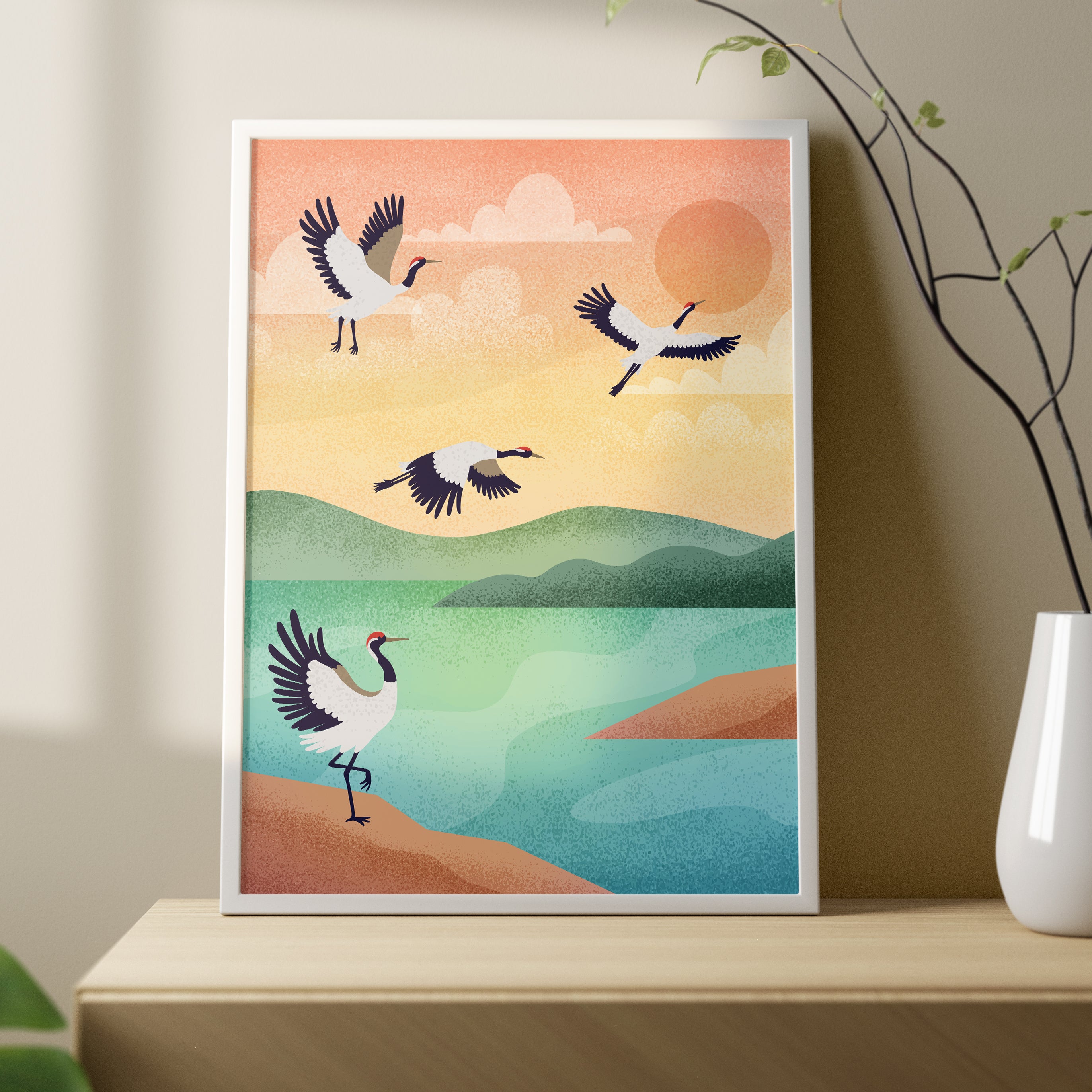 "Cranes In The Sky" Print