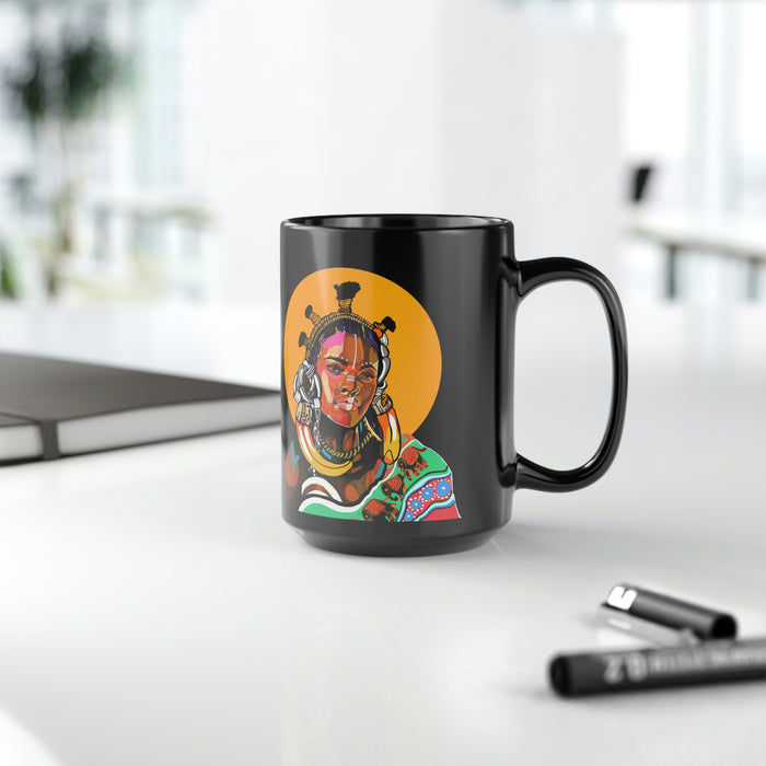 "Queen is Black" Black Mug, 15oz