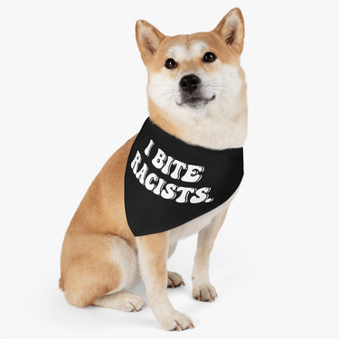 "I Bite Racists" Pet Bandana Collar - DomoINK