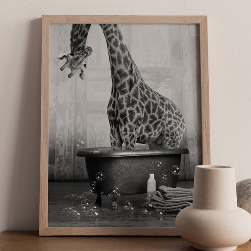 "Giraffe in the Tub" Print - DomoINK